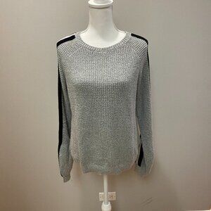 International Concepts Grey Knit Sweater with Striped Detail